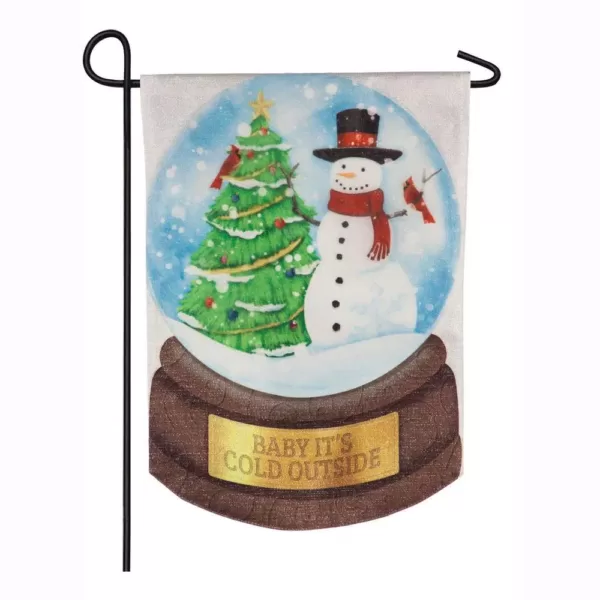 Evergreen 18 in. x 12.5 in. Snowman Snowglobe Garden Linen Flag