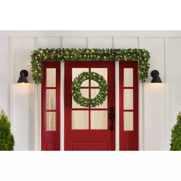 Home Accents Holiday 30 in. Mayfield Prelit LED Artificial Christmas Wreath With 35 Warm White Micro Dot Light