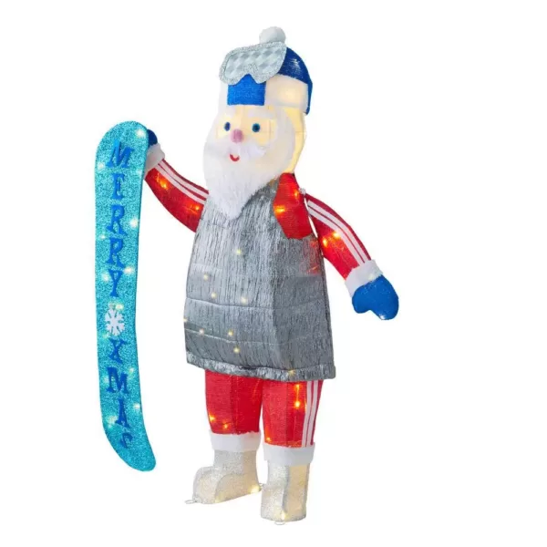 Home Accents Holiday 4 ft Yuletide Lane LED Santa with Snowboard