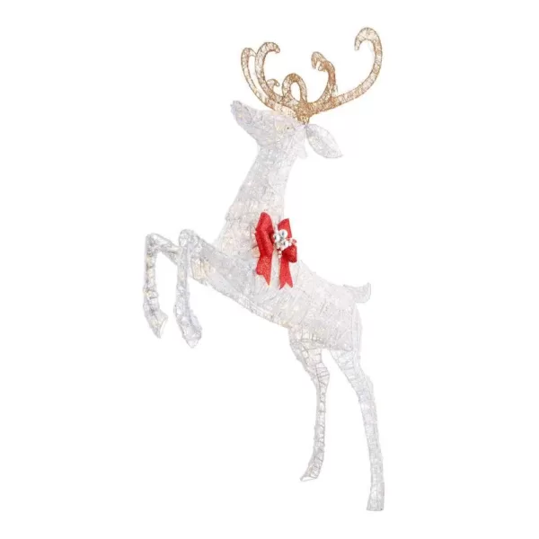 Home Accents Holiday 84 in. Warm White 240-Light LED White Jumping Deer