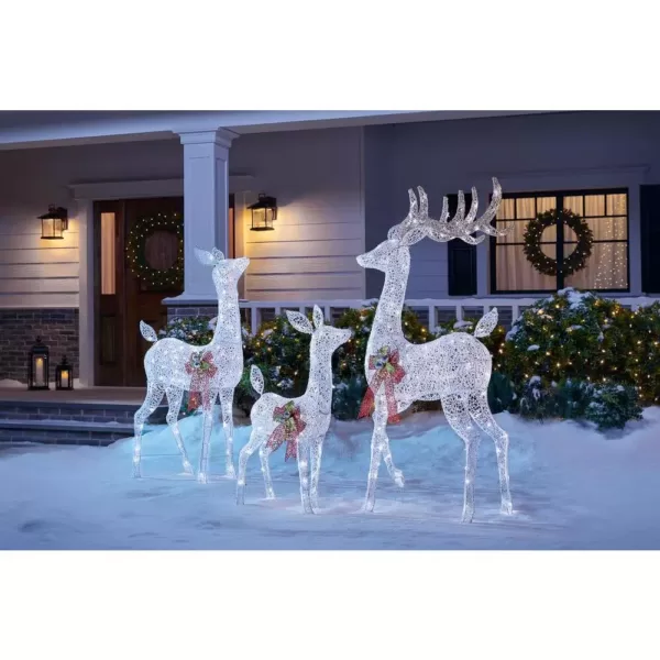 Home Accents Holiday 3-Piece Fantasleigh Outdoor Christmas Deer Family with LED Cool White Lights